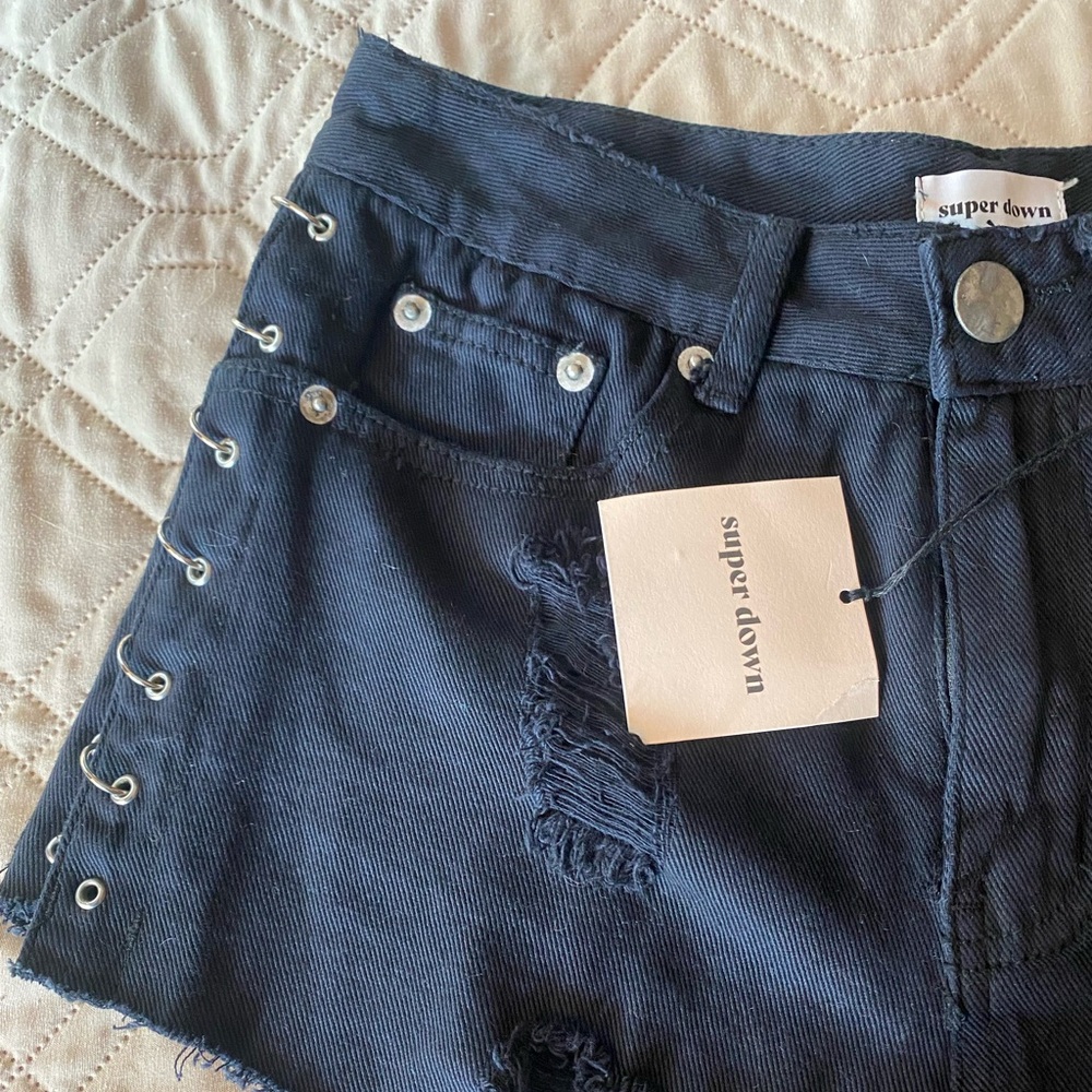 NWT! SUPER DOWN Revolve Black Shorts